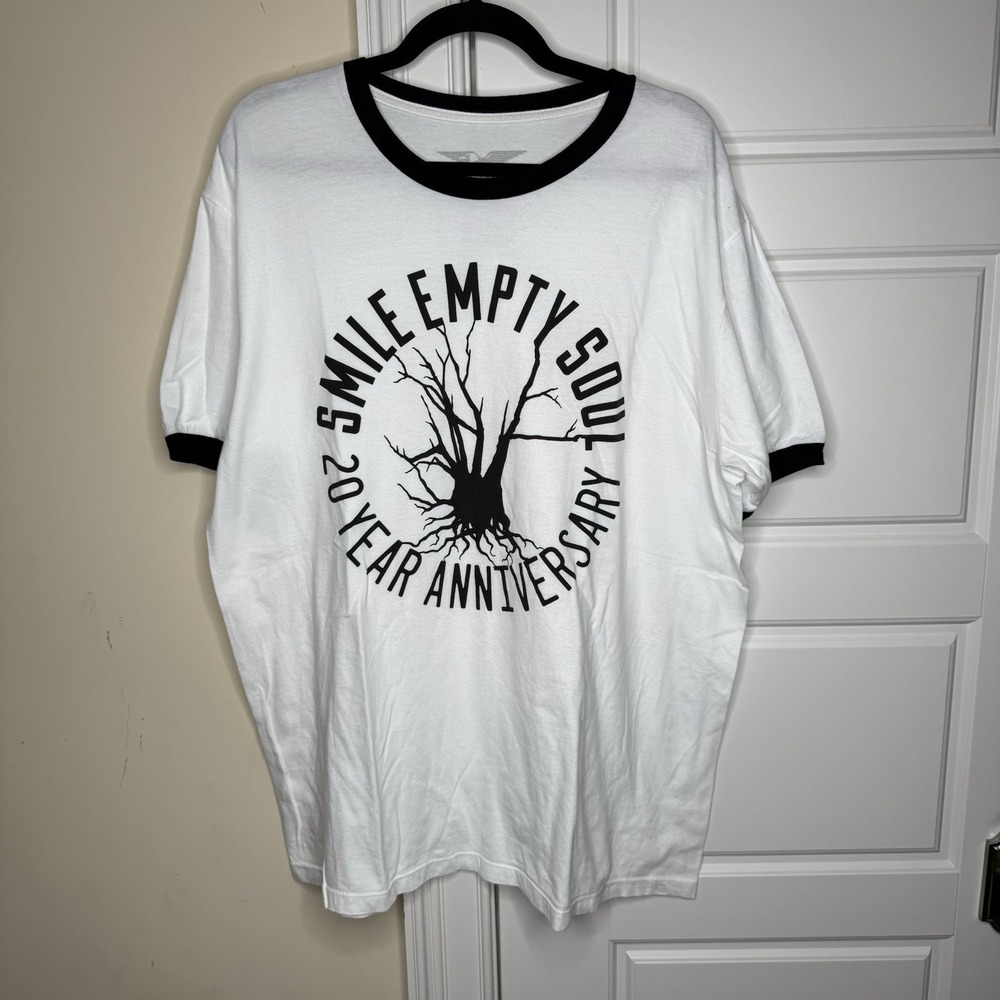 Smile Empty Soul 20th anniversary tour Ringer T-Shirt Men's XL White Control